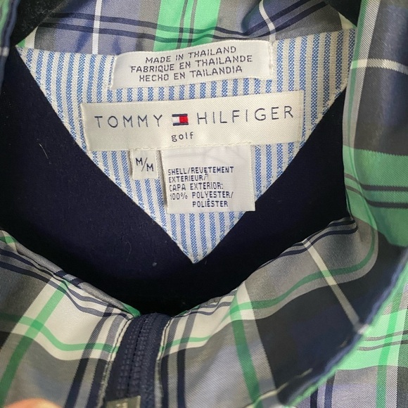 Tommy Hilfiger Coat Jacket Green Blue Plaid Golf Wind Breaker size Medium - Picture 5 of 11